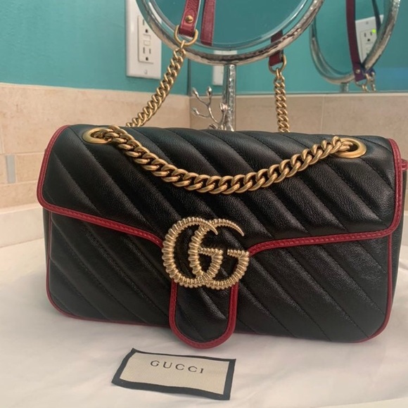 gucci marmont black and red